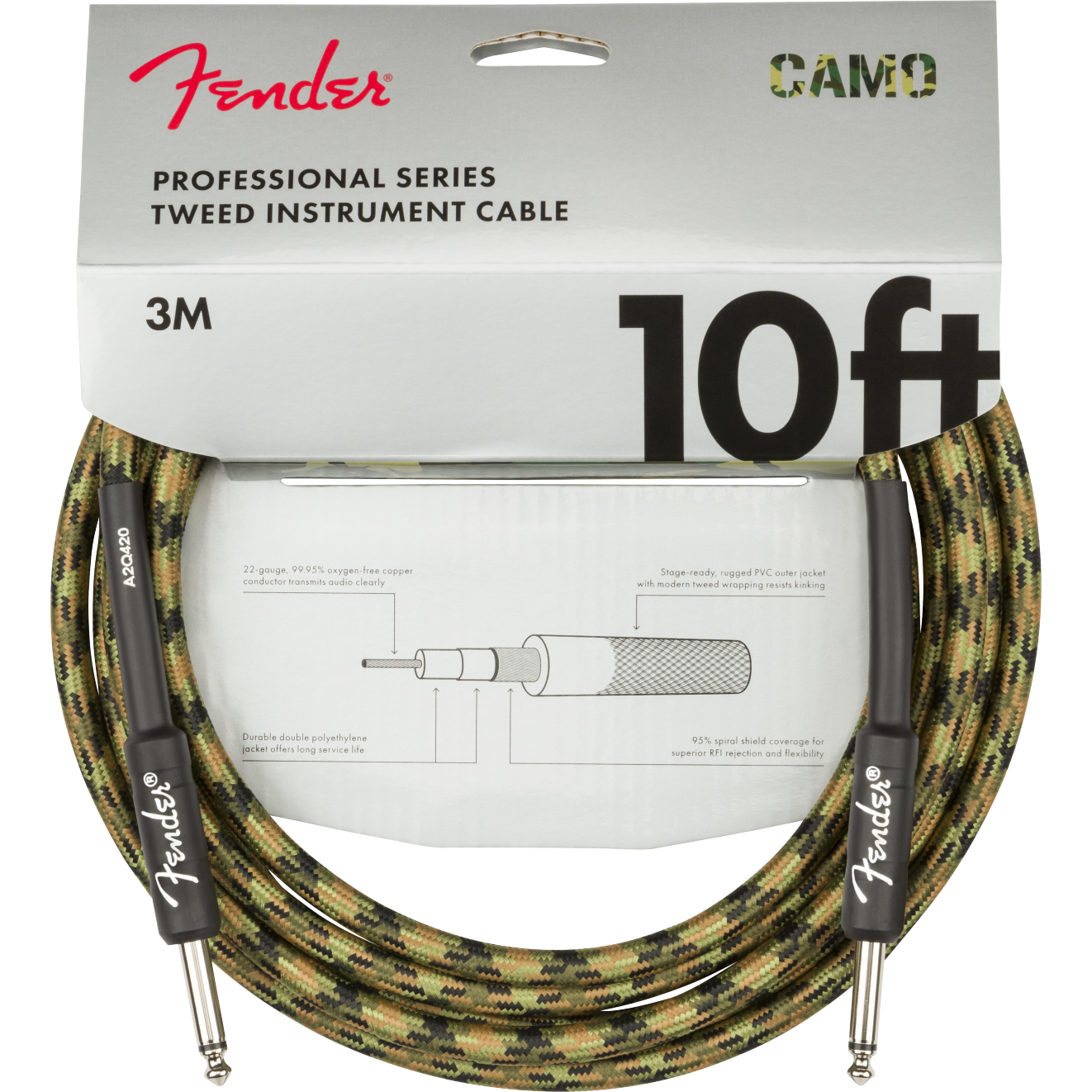 Fender Professional Series Cable, Camo 10ft - Bass Centre Music Store Melbourne